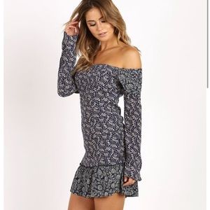 Stone cold fox fox Elsa Dress in Navy Fern